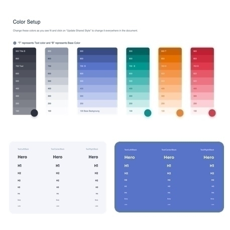 Design examples of colors and typography